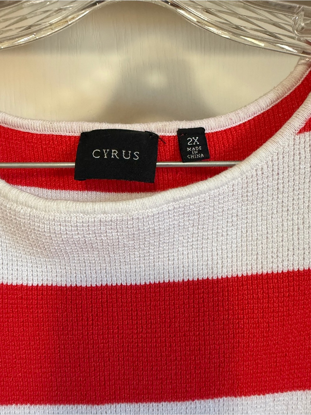 Cyrus Red and White Wide-Striped Crewneck Sweater - Picture 2 of 3
